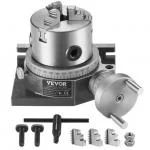 VEVOR Drehtisch für Fräsmaschinen, 4''/100 mm, horizontales vertikales Modell, Präzisionsfräsdrehtisch, mit 3,1''/80 mm 3-Backenfutter, M10-T-Bolzenmuttern, für Frästechnik-Indizierungswerkzeuge 5