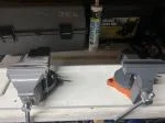 Compared either 4" swivel vise central machinery  4