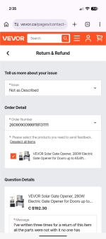 Missing parts no help from Vevor 1